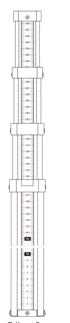 Telescoop nivelleerlat L3,00m. oplopend